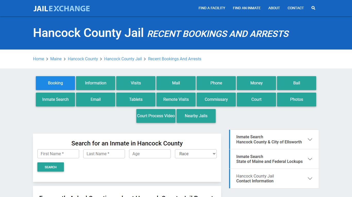 Hancock County Jail Recent Bookings And Arrests - Jail Exchange