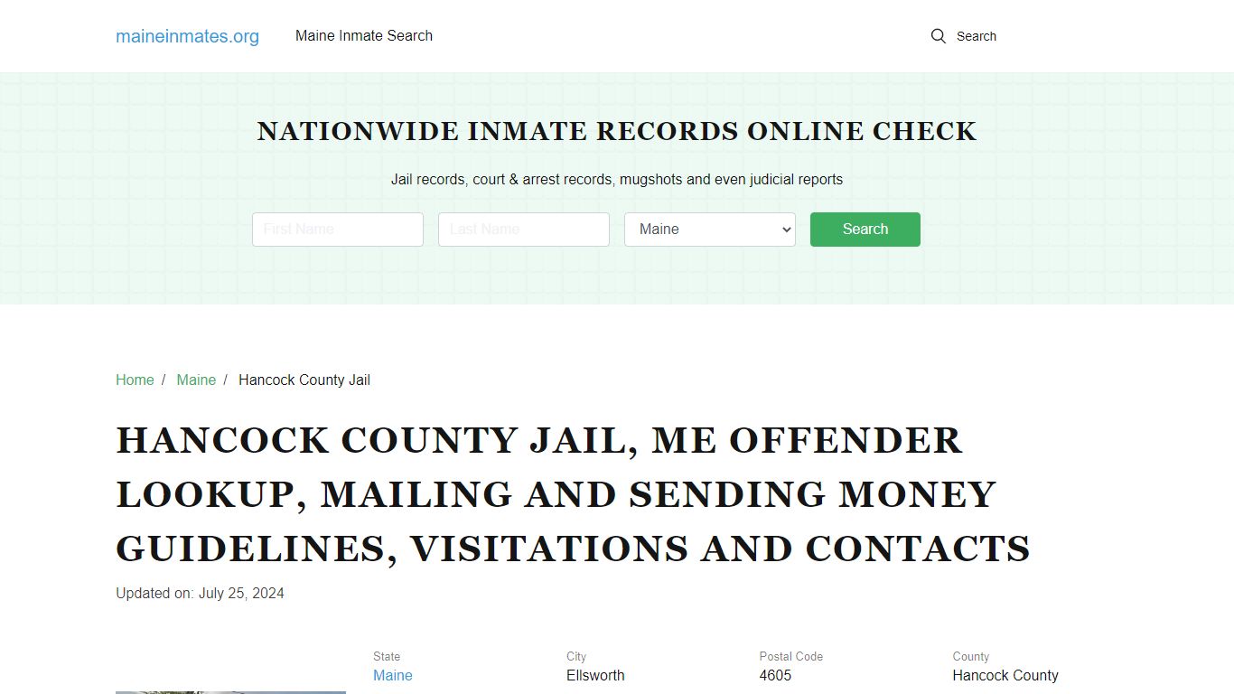 Hancock County Jail - Maine Inmate S